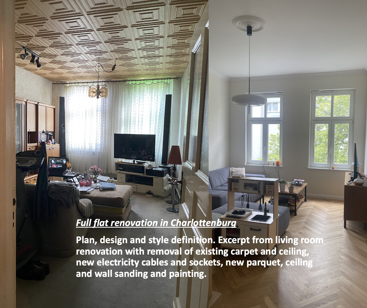 living room renovation in Altbau in Berlin